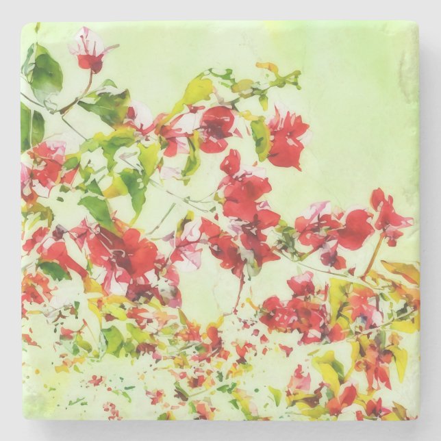 Bougainvillea Tropical Art Blume Steinuntersetzer (Vorderseite)