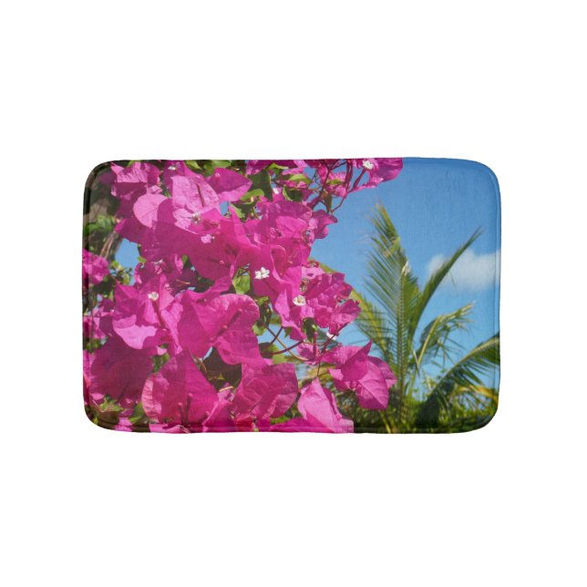 Bougainvillea und Palmen Tropische Natur Badematte (Vorderseite)