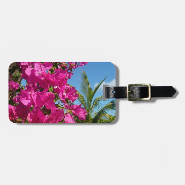 Bougainvillea und Palmen Tropische Natur Gepäckanhänger (Vorderseite horizontal)