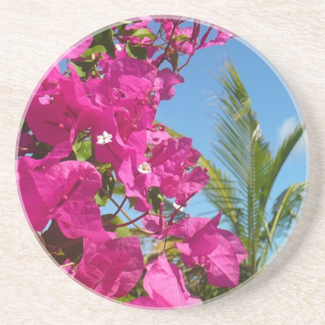 Bougainvillea und Palmen Tropische Natur Getränkeuntersetzer (Vorne)