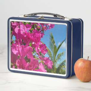 Bougainvillea und Palmenbaum tropische Naturszene Metall Brotdose