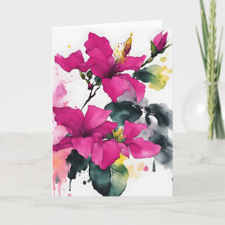 Bougainvillea - Watercolor flowers Karte