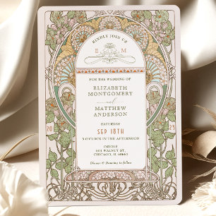 Bougainvillea Wedding Invitations Art Nouveau