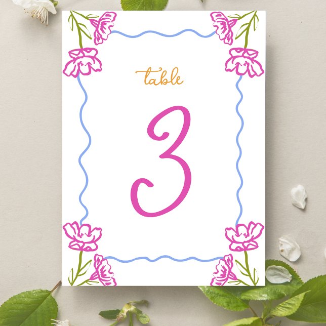 Bougainvillea Wedding Tischnummer ( Mediterranean magic! Guide guests in style with this vibrant, Amalfi-inspired wedding table number.)
