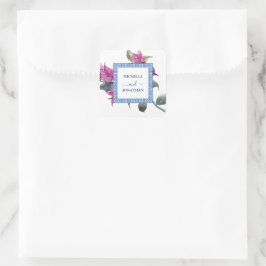 Bougainvillea Wedding Umschlag Aufklebers Quadratischer Aufkleber