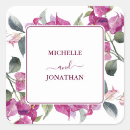 Bougainvillea Wedding Umschlag Aufklebers Quadratischer Aufkleber