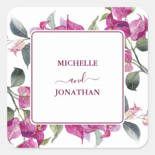 Bougainvillea Wedding Umschlag Aufklebers Quadratischer Aufkleber