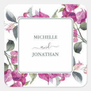 Bougainvillea Wedding Umschlag Aufklebers Quadratischer Aufkleber