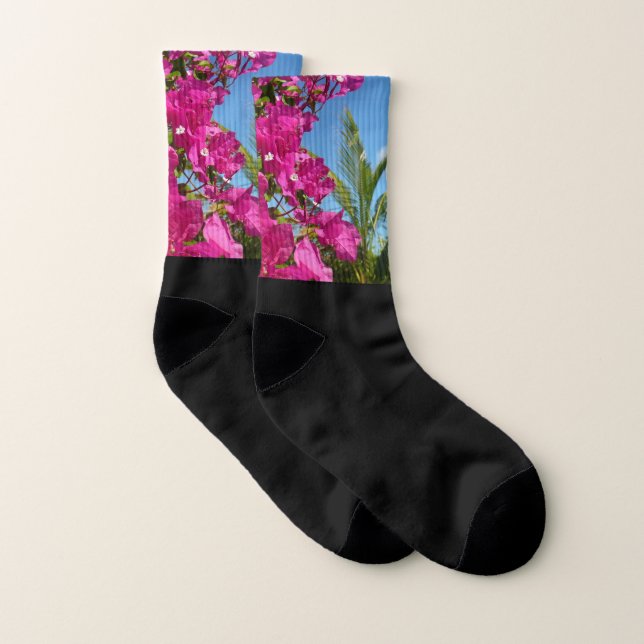 Bougainvilliers et palmiers paysage tropical (Paire)