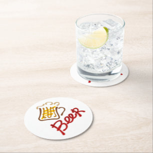 Bouge de bière avec bière et dessous de verre rond