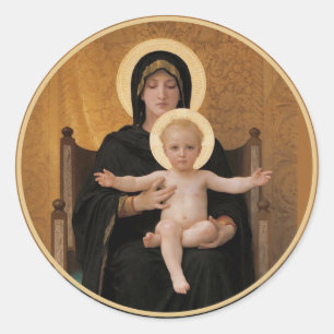 Bougereau Jungfrau und Child Runder Aufkleber