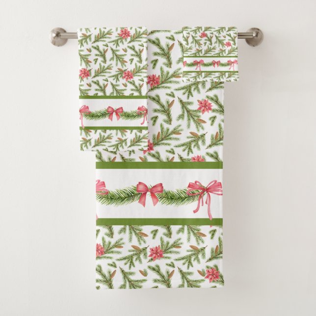 Bouges De Pins, Pinecones Et Poinsettias Serviette (En situation)