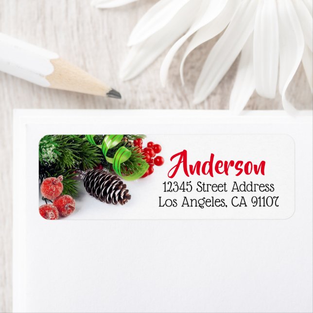 Boughs & Berries Holiday Return Address Label (Insitu)