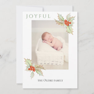 Boughs of Holly Flat Holiday Foto Card Feiertagskarte