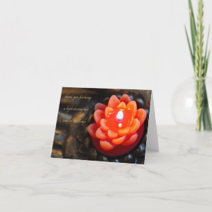 Bougie à fleurs orange, merci - Carte de note