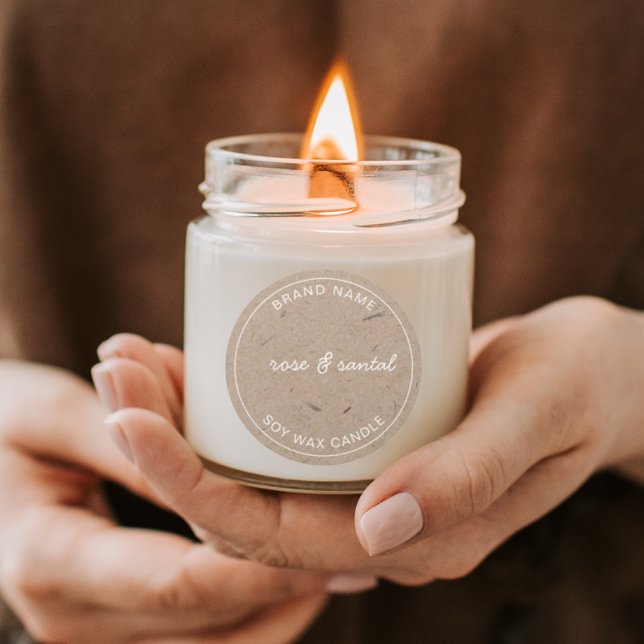 Bougie artisanale Étiquette Simple moderne Rustiqu (Modern rustic recycled kraft paper candle stickers and candle labels for small business  )