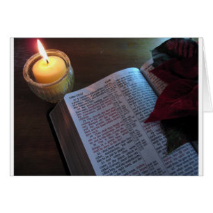 Bougie, Bible et Poinsetta