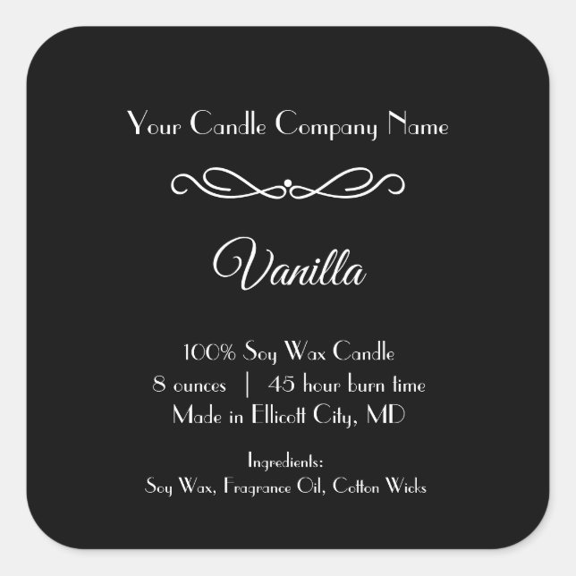 Bougie blanche noire Étiquette Flourdir Éperon min (Devant)