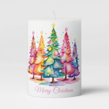 Bougie d'arbre de Noël rose Aquarelle