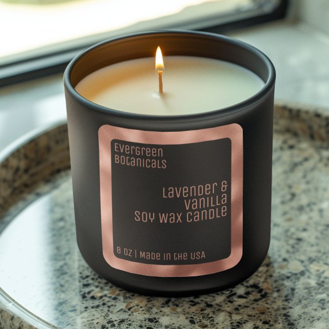 bougie de luxe moderne étiquette noir rose or carr (Créateur téléchargé)