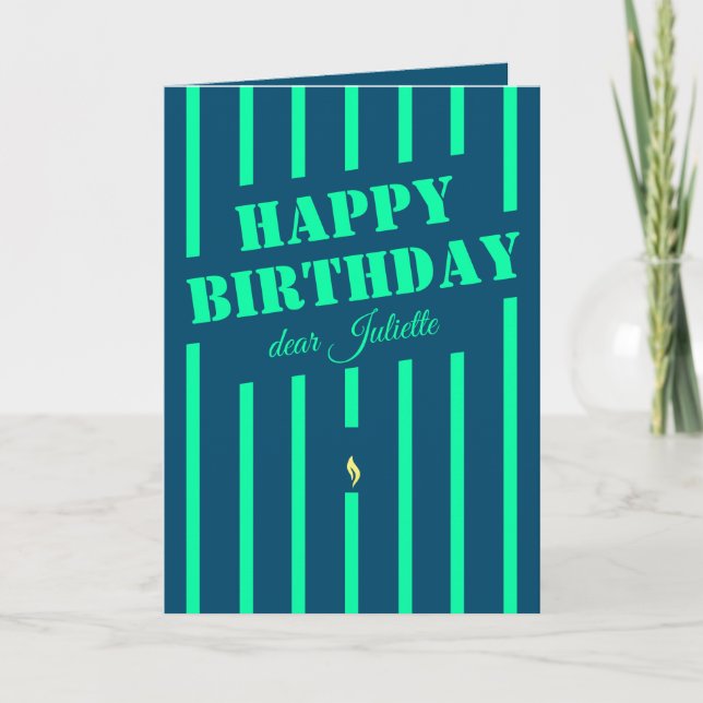 Bougie de néon bleu joyeuse carte de voeux d'anniv (Devant)