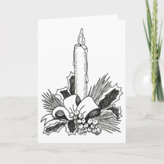 Bougie de Noël illustrée Carte de Noël