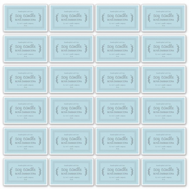 Bougie de soja maison rustique Étiquettes 24x Bleu (Devant)
