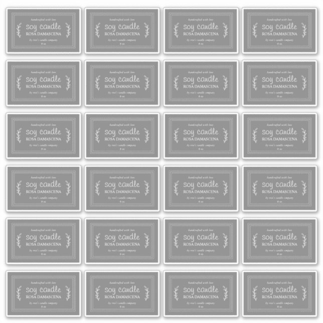 Bougie de soja maison rustique Étiquettes 24x gris (Devant)