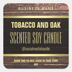 Bougie de soja parfumée en bois doré Étiquette