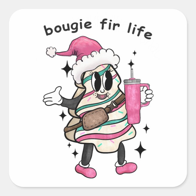 Bougie Fir Life, Boujee Weihnachtsbaum, Weihnachts Quadratischer Aufkleber (Vorderseite)
