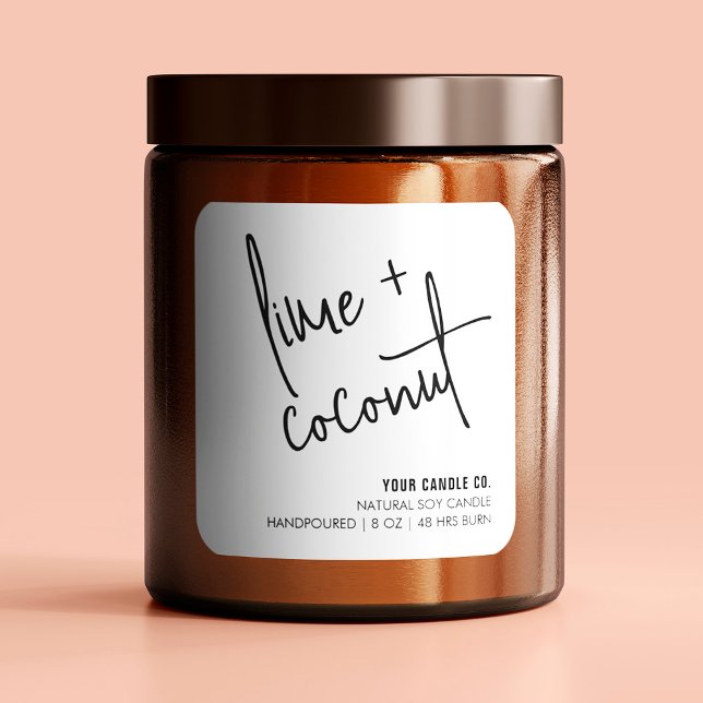 Bougie naturelle blanche moderne / Étiquette de pr (Créateur téléchargé)