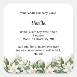 Bougie personnalisée Étiquettes Fleurs florales bl