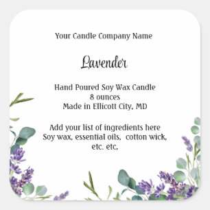 Bougie personnalisée Étiquettes Lavande Eucalyptus