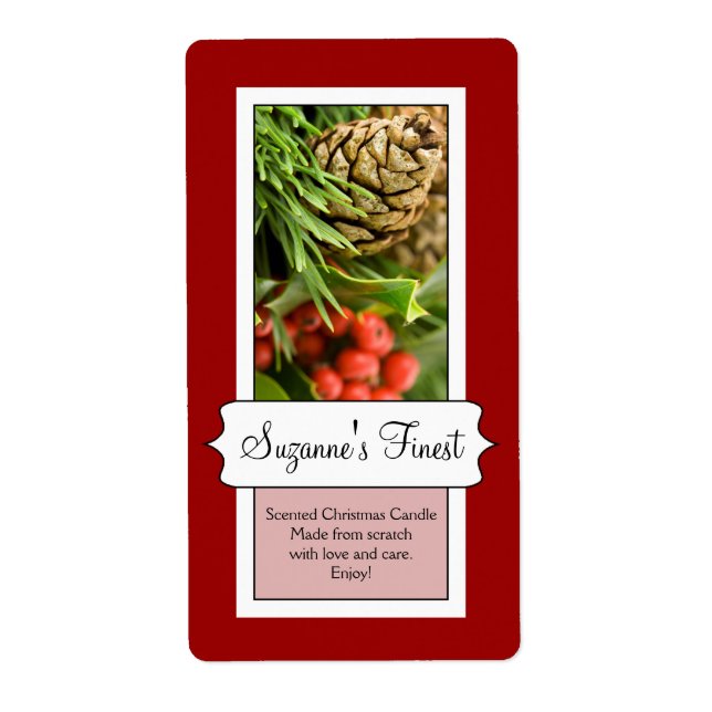 Bougie personnalisée ou Étiquette de Noël en pot d (Devant)