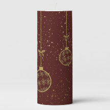 Bougie pilier de Noël Ornement Rouge et Or