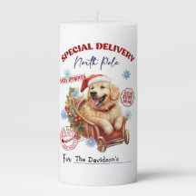 Bougie pilier mignon Retriever doré