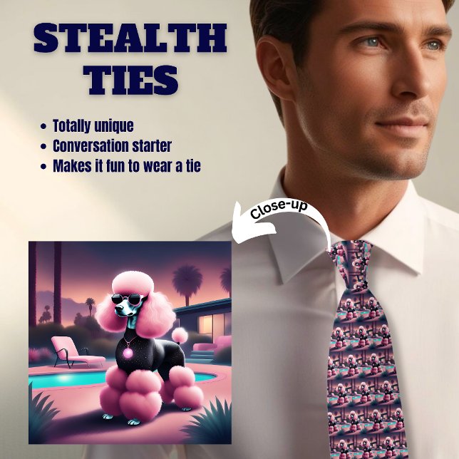 Bougie Pink Palm Springs Poodle Stealth Krawatte (Von Creator hochgeladen)
