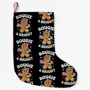 Bougie und helle Weihnachts-Gingerbread-Girl-Schle Kleiner Weihnachtsstrumpf
