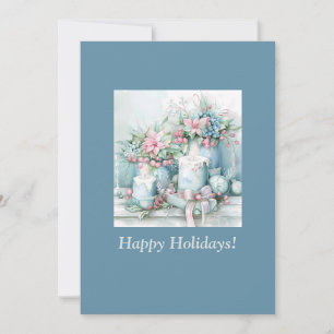 Bougie victorienne et carte de Noël en fleurs