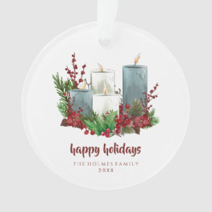 Bougies de Noël aux fleurs et baies