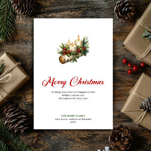 Bougies de Noël festives carte de vœux en bois rus