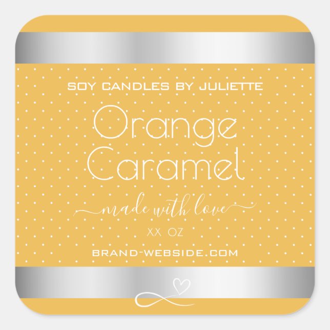 Bougies de soja Emballage Étiquettes Caramel orang (Devant)