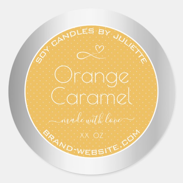Bougies de soja Emballage Étiquettes Caramel orang (Devant)