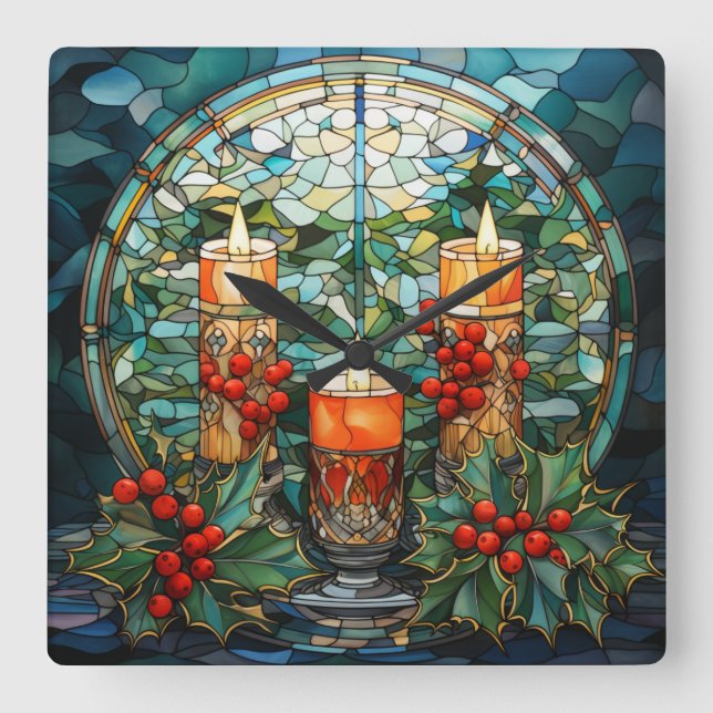 Bougies en verre tendu Horloge murale (Recto)