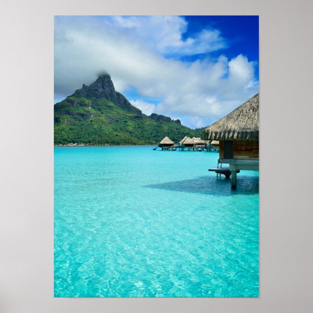 Bougots surplombant l'eau sur Bora Bora poster ver (Devant)