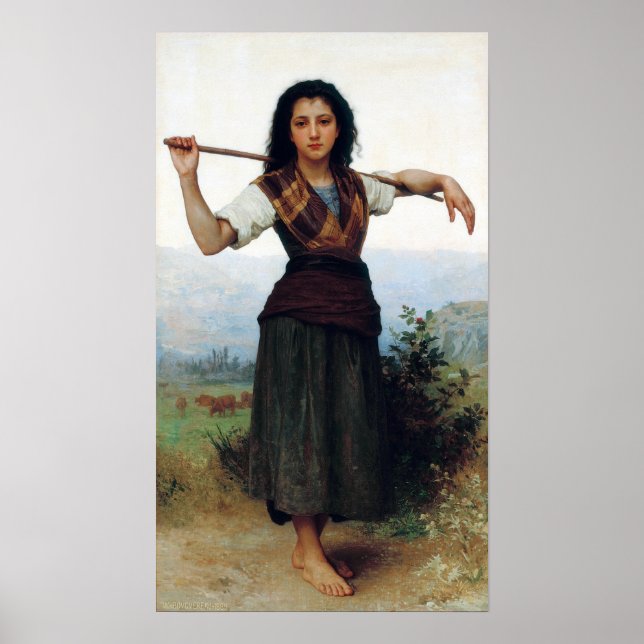 Bouguereau - Die kleine Hirtin Poster (Vorne)