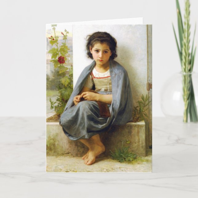 Bouguereau die kleine Stricker-Gruß-Karte Karte (Vorderseite)
