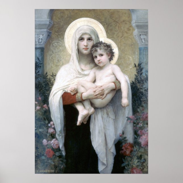 Bouguereau - La Madone aux Rose Poster (Vorne)