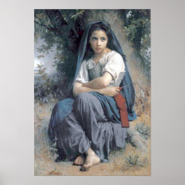 Bouguereau - La Petite Tricoteuse Poster (Vorne)