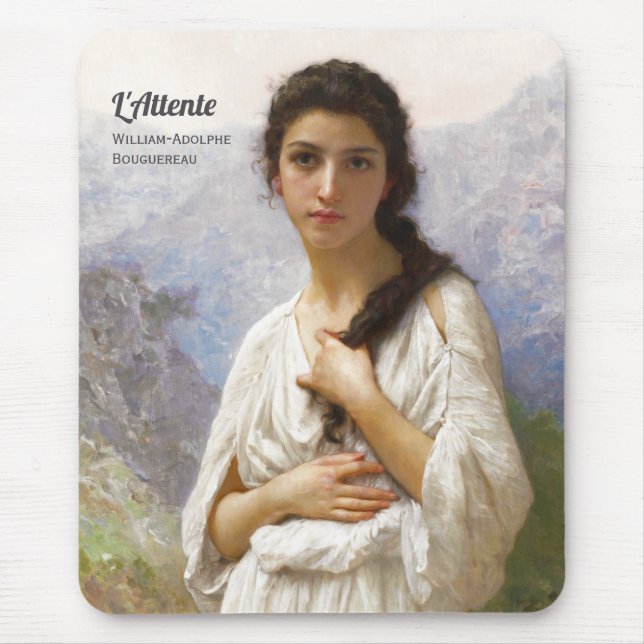 Bouguereau L'Attente 1901 Liebliche junge Frau Mousepad (Vorne)